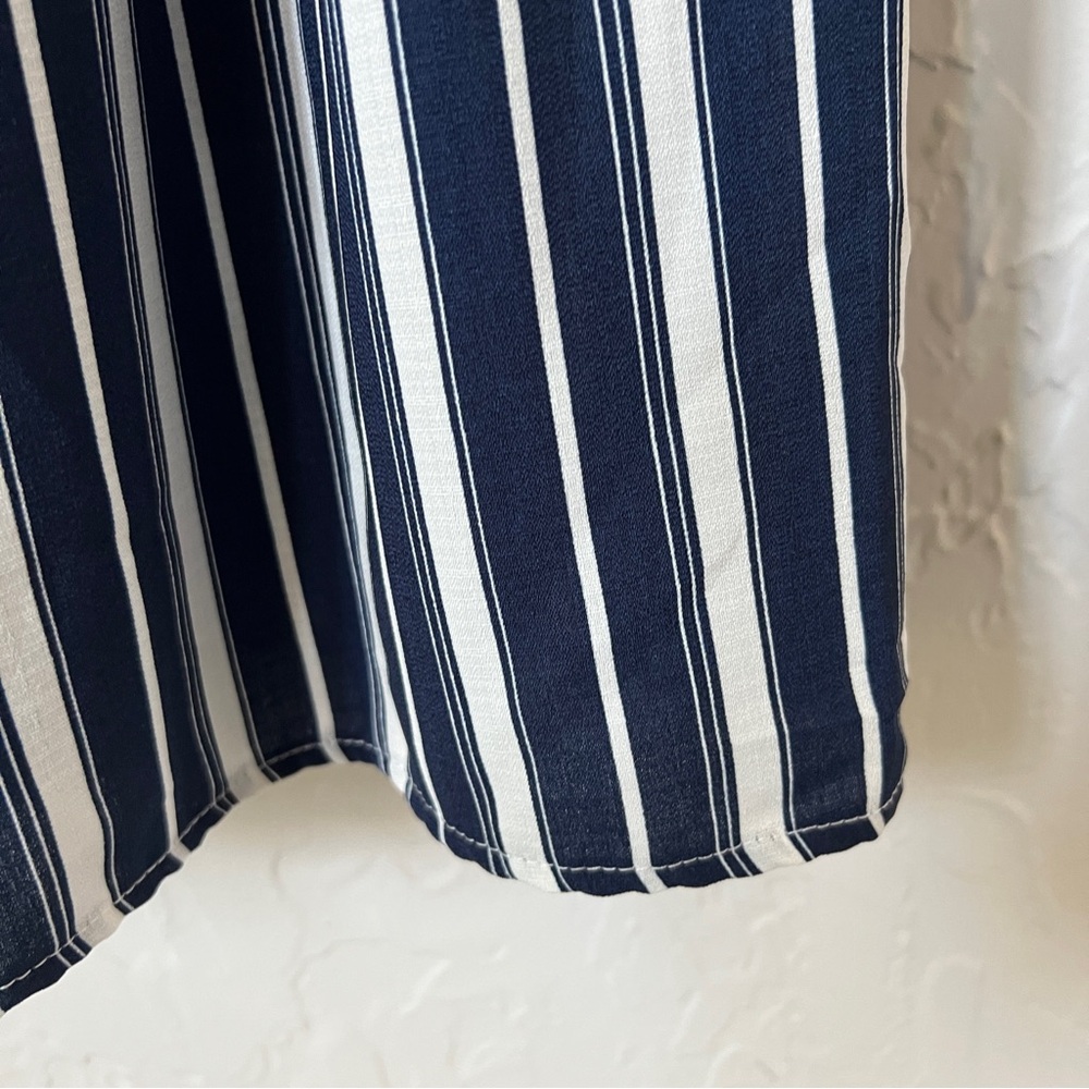 Stripe Smocked Maxi Dress, Size Small. Navy and white striped tiered maxi dress. - Picture 9 of 9